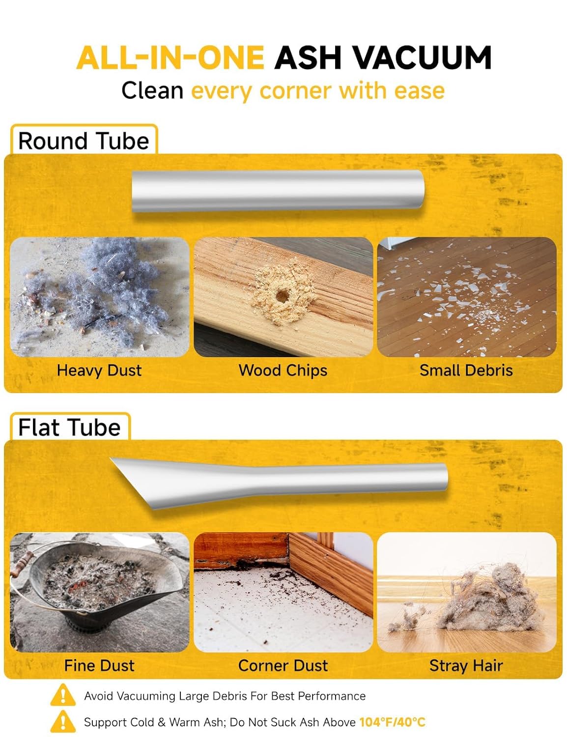 Cordless Ash Vacuum for Pellet Stoves, for DEWALT 20V Max Battery, Pellet Stove Vacuum Cleaner with 2 HEPA Filters, Powerful Suction, 4 Gallons & 4 Wheels, 38