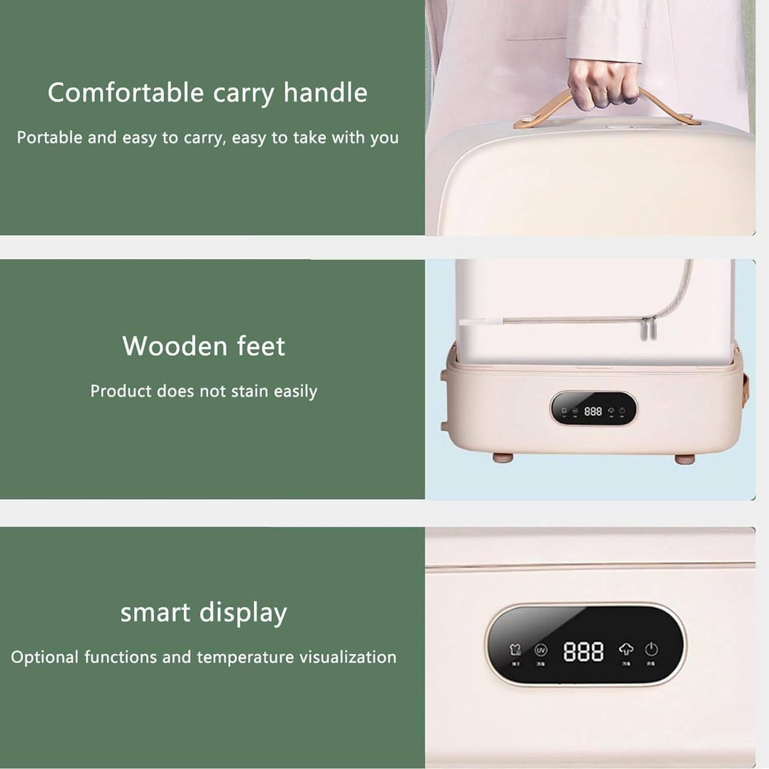 800w Automatic Ironing Machine, Clothes Dryer, Disinfects and Dries Clothes, 360° Hot Air Circulation/240min Intelligent Timer, Portable, Home