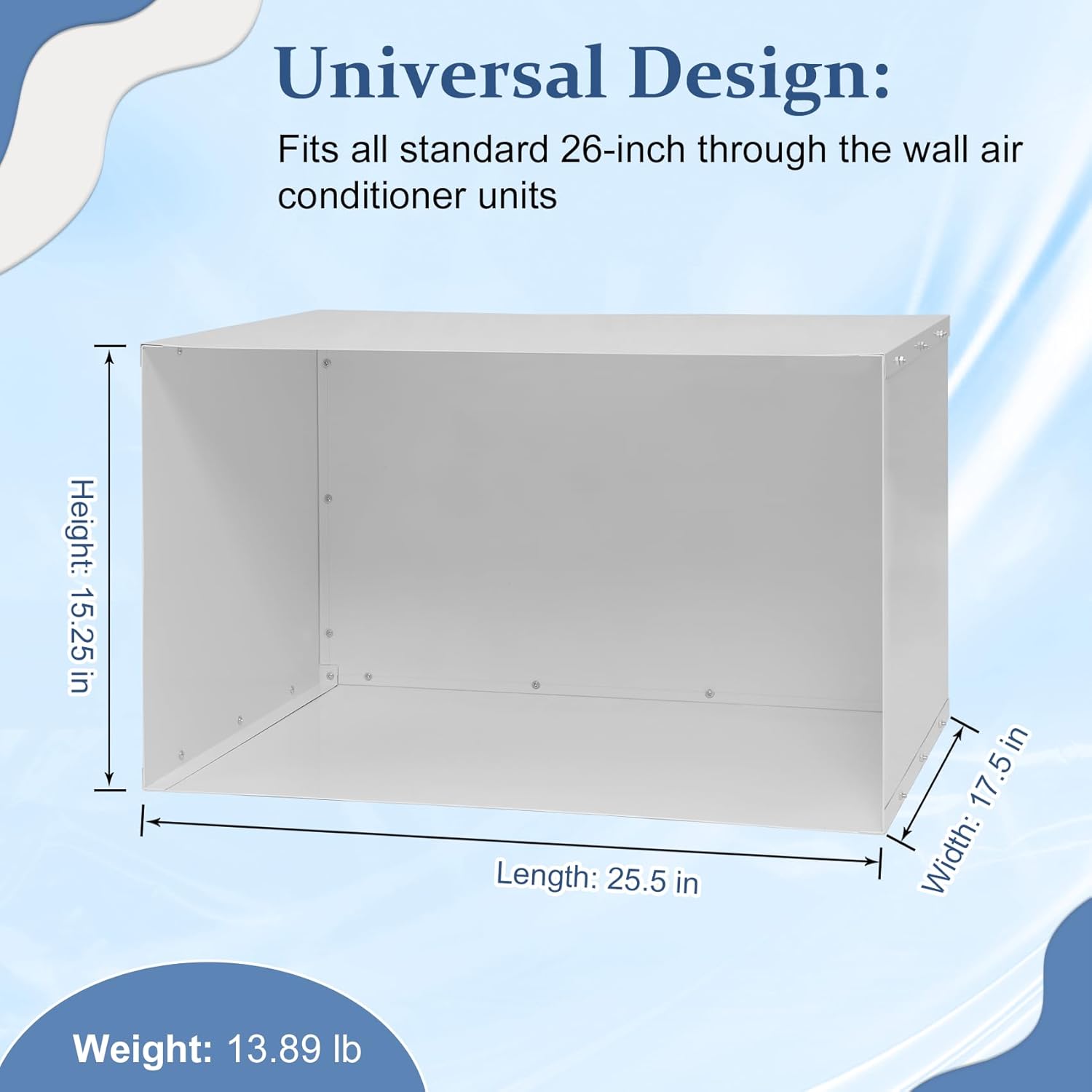 Through The Wall Air Conditioner Sleeve, 26 Inch AC Wall Sleeve, Universal Design PTAC Wall Sleeve, Sturdy Thickened Wall AC Sleeve, Wall Air Conditioner Sleeve for 26 Inch Unit