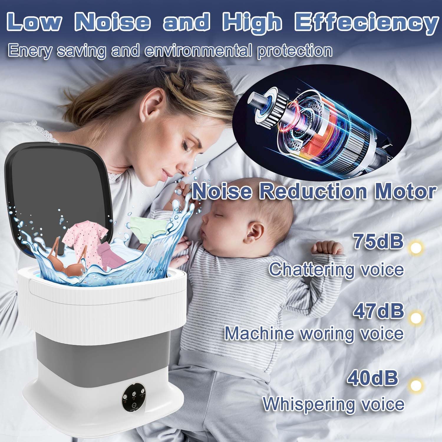 Portable Washing Machine, 60W Mini Washer and Dryer, 16L Folding Lavadora Portatil with Spin,Small Collapsible Clothes Laundry for Underwear, Baby Clothes, Socks (Grey)