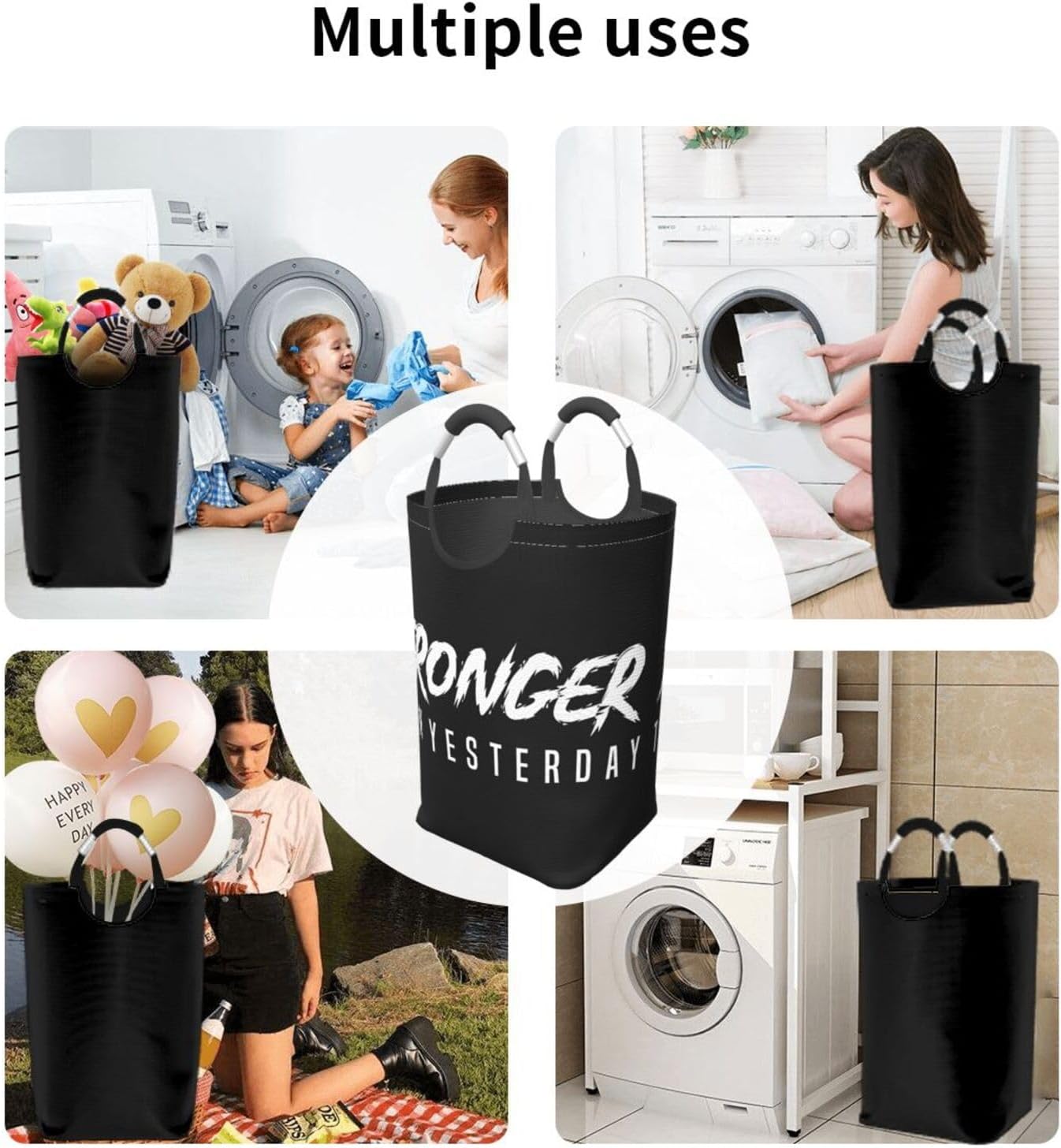 Stronger Than Yesterday - Bodybuilding ​50l Collapsible Laundry Basket With Soft-Grip Handles - Foldable Clothes Hamper For Home, Dorm & Rv Storage​