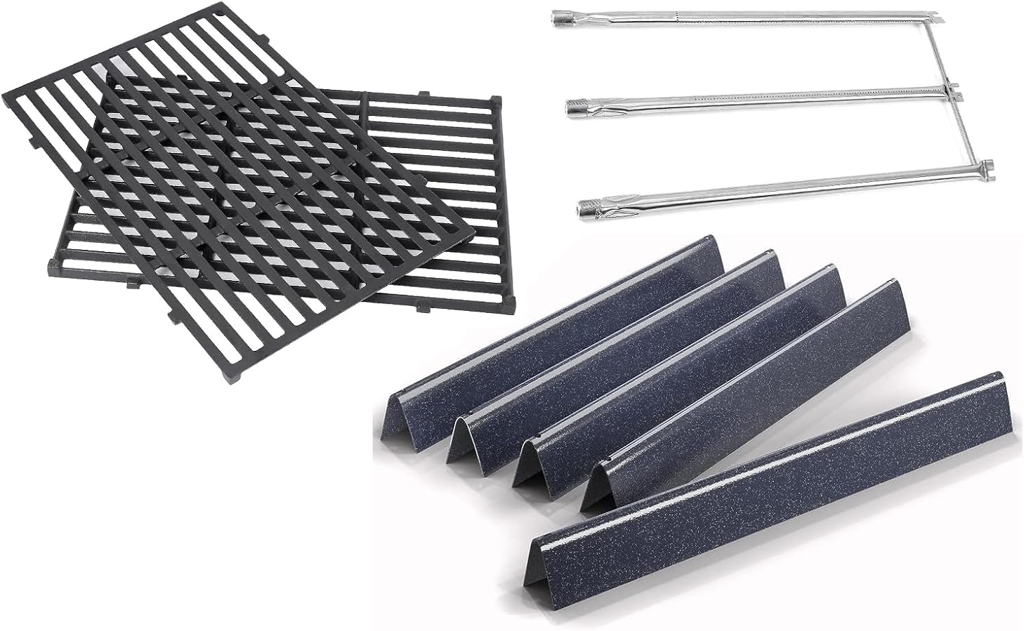 QuliMetal 7508 Grill Burner Tube Set, Grill Grates and Flavor Bars for Weber Genesis Silver B/C Gold B/C, Spirit 700, Spirit E-310, E-320 (2007-2012) Side Control Grills