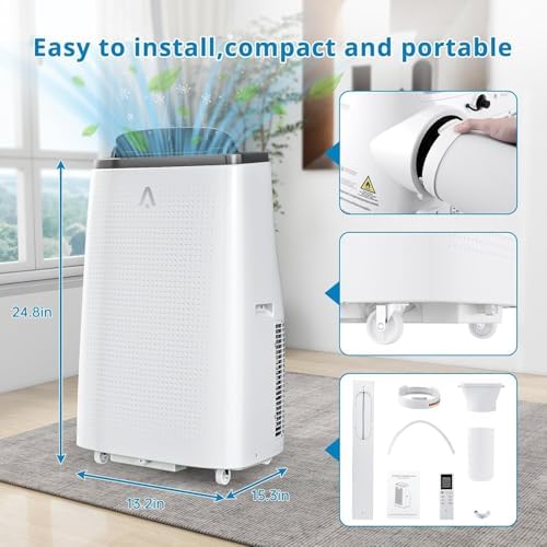 14000 BTU Portable Air Conditioner, Portable AC Unit Cools Up to 750 Sq.Ft, 3-In-1 Ultra Quiet Air Conditioner W/Dehumidifier & Fan, Easy Installation& Energy Efficient