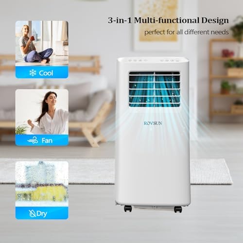 ROVSUN 9000 BTU Portable Air Conditioner with Remote Control, 3-in-1 Room AC Unit, Fan & Dehumidifier with Digital Display, 24H Timer & Installation Kits for Home Office Dorm