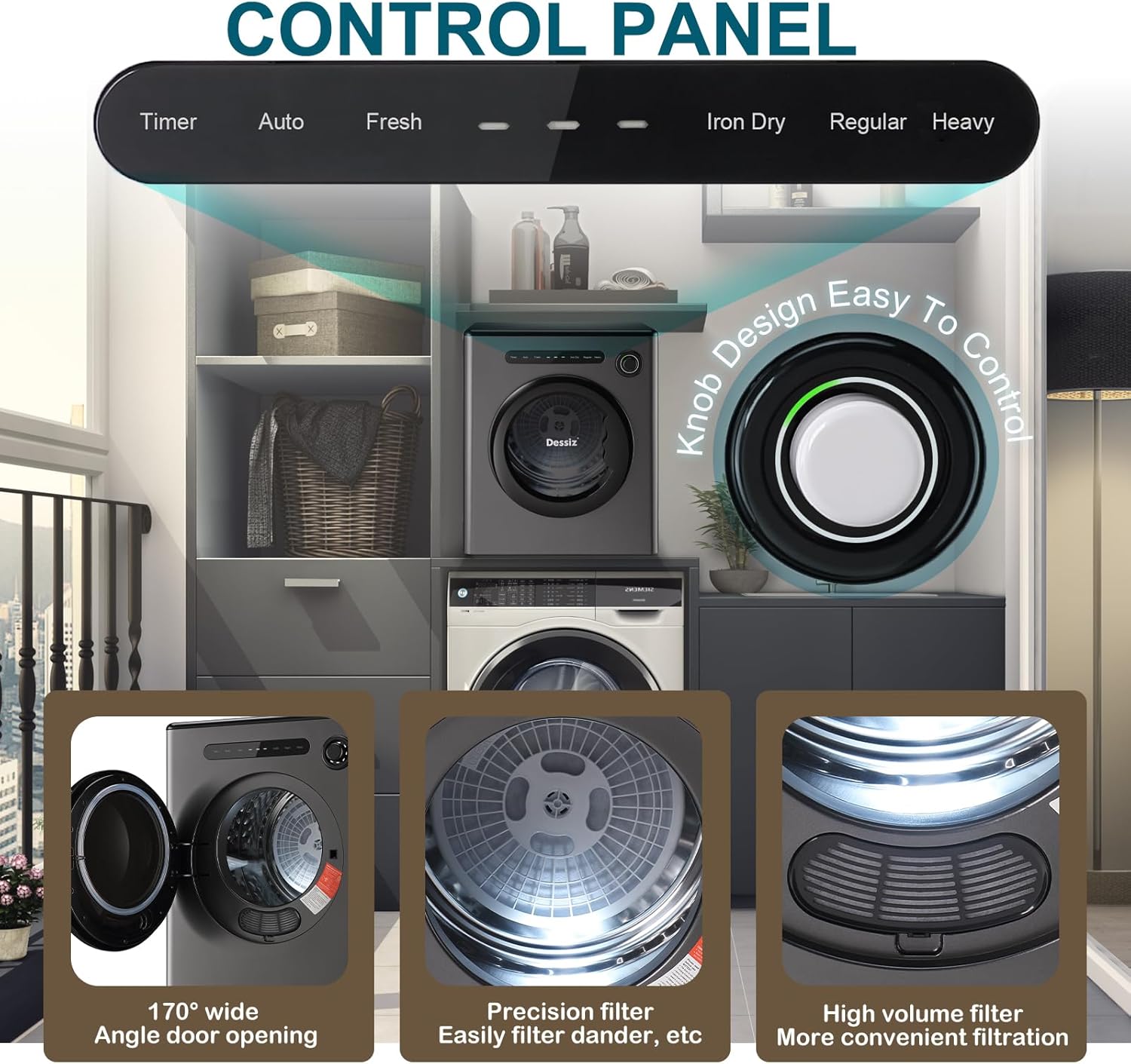 110V Clothes Dryers 950W Dryer 1.6cu.ft Front Load Stainless Steel 11lbs Electric Dryers Machine with Exhaust pipe for Apartment,RVs,Dorms,Auto Stop and Easy Control