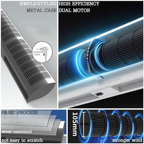 Air Curtain,Commercial Silent Door Air Curtain Machine, Energy-Saving Remote Control Black, Available in 1.5/1.8/2 Meters(1.5m)