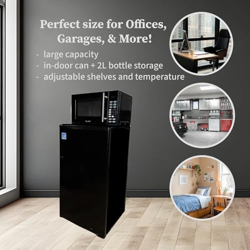 3.3 Basic Combination Refrigerator and Microwave Bundle, 3.3 cu. ft. Fridge, 0.7 cu. ft. Microwave, Dimensions when stacked - 44.25