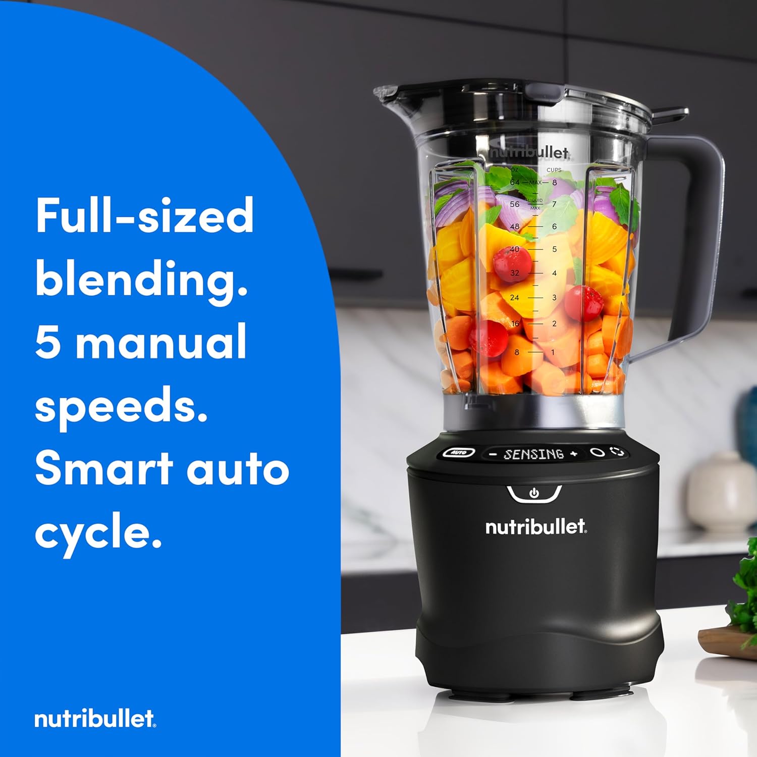 nutribullet SmartSense 5-speed, full-size blender, 1400 Watt- Matte Black