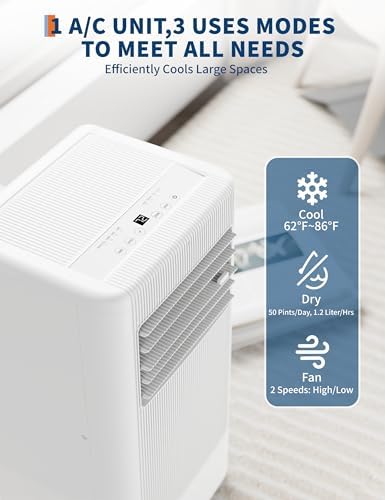 Garvee 8,000 BTUs Portable Air Conditioners with Remote Control, Portable AC for Room Up to 350 Sq.Ft, 3 in-1 AC Unit with Fan & Dehumidifier Function, Smart Sleep Mode, 24H Timer, Window Install Kit