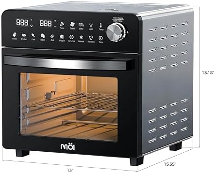 MOI 1500W Air Fryer Toaster Oven - Convection Toaster Oven Air Fryer Combo with 12 Presets - Countertop Ovens for Baking & Frying with Digital Display, Dual Heating, Rotisserie & Dehydrate Function