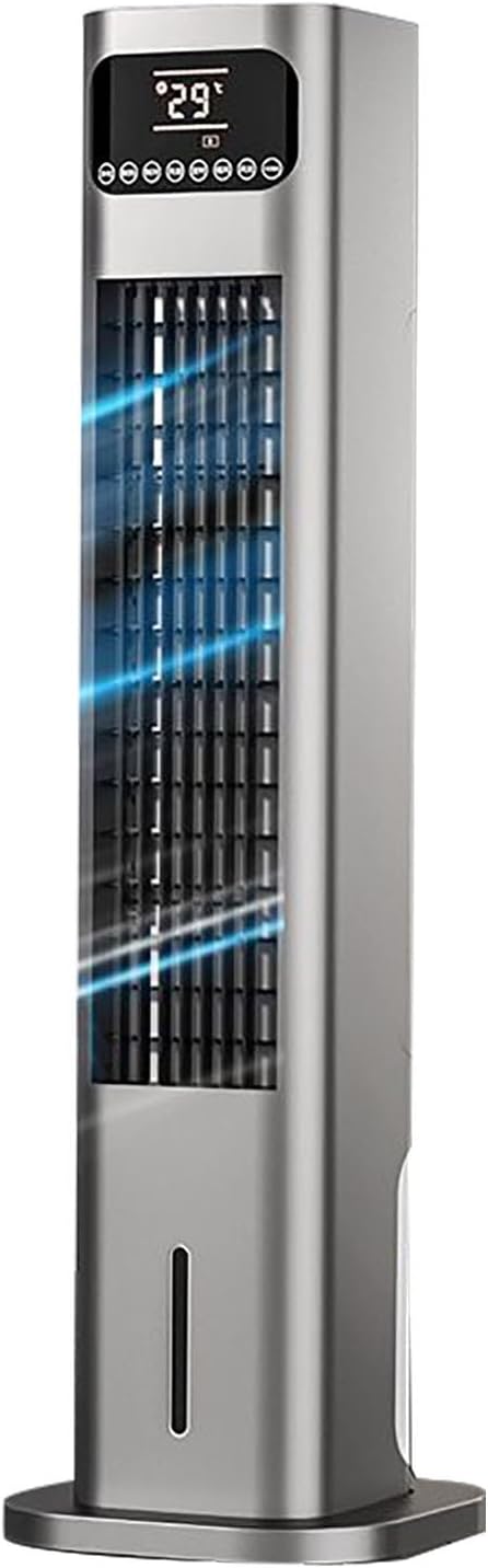 Cold Air Fan for Heating and Cooling, Bladeless Cooler Fans with Double Water Tanks, Remote Control Wide Angle Cold Fan(Gold)