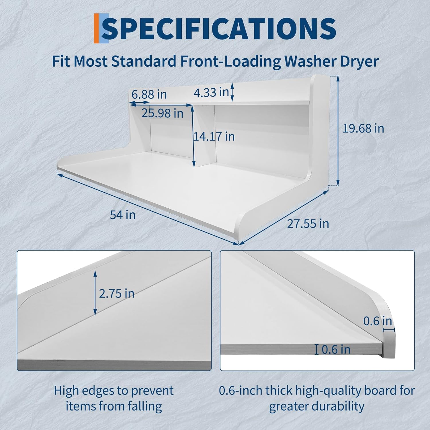 2-Tier Washer Dryer Countertop with 2.75