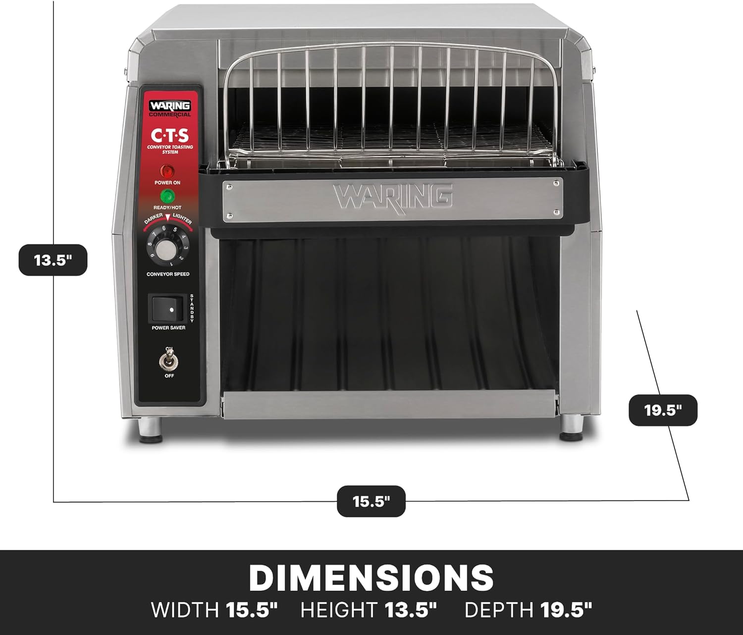 Waring Commercial CTS1000 Coneyer Toaster, 450 Slices per hour, 120V, 1800W, 5-15 Phase Plug