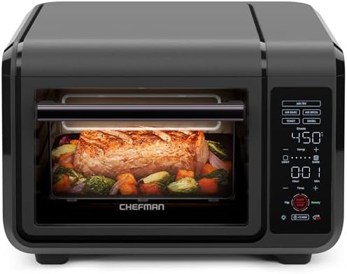 Chefman Air Fryer Toaster Oven Combo, Countertop Oven for Quick & Healthy Meals, Bake, Broil, Air Fry, Toast, and Bagel Functions, 450°F Max Temp, 4 Slice Toaster Oven Air Fryer Combo