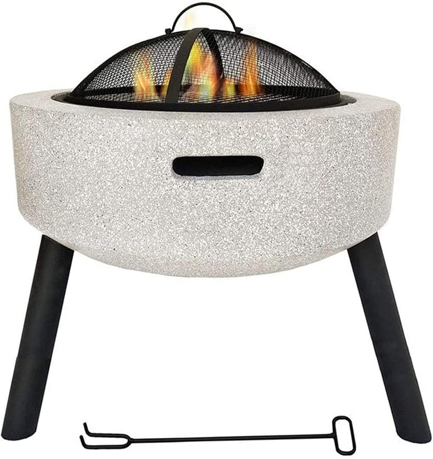 Outdoor Fire Pit Barbecue Grill,Fire Pit with BBQ Grill Shelf, Geo Fire Pit Bowl with Triangle Bracket Material Outdoor Garden Fire Grill Barbecue Rack