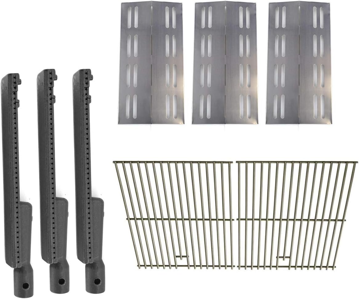 Replacement Kit for Grill Chef, Grand Hall REGAL04CLP, SS54-LP, SS54-LP & SAMS Gas Models - 3 Cast Burners, 3 Heat Plates & Stainless Steel Cooking Grates