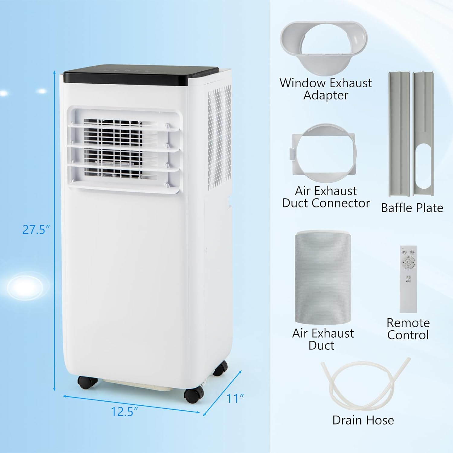 DORTALA 8000 BTU Portable Air Conditioner, 3-in-1 Portable AC Unit with Fan & Dehumidifier, Auto/Sleep Mode, 24H Timer, Remote Control & Window Installation Kit, Cools up to 250 Sq.Ft