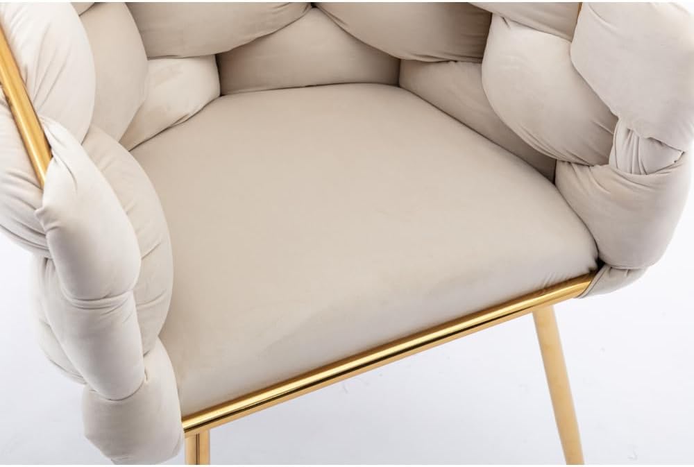 Simple Leisure Velvet Single Sofa Chair Bedroom Lazy Person Household Dresser Stool Manicure Table Back Chair Gray (Beige + Velvet-1)