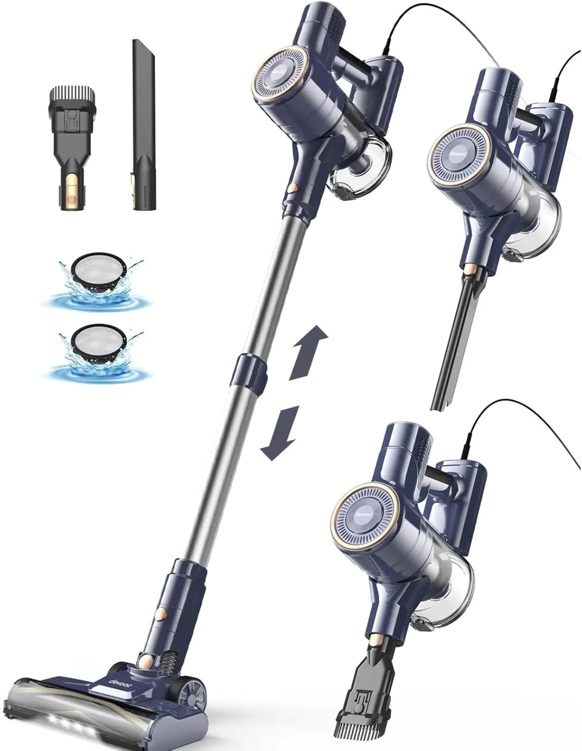 I8 Corded Vacuum Cleaner, 600W 23KPa Powerful Suction, Free-Standing 6-in-1 Lightweight Stick Vacuum, For Hard Floor Carpet Pet Hair Car Cleaning(I8 blue)