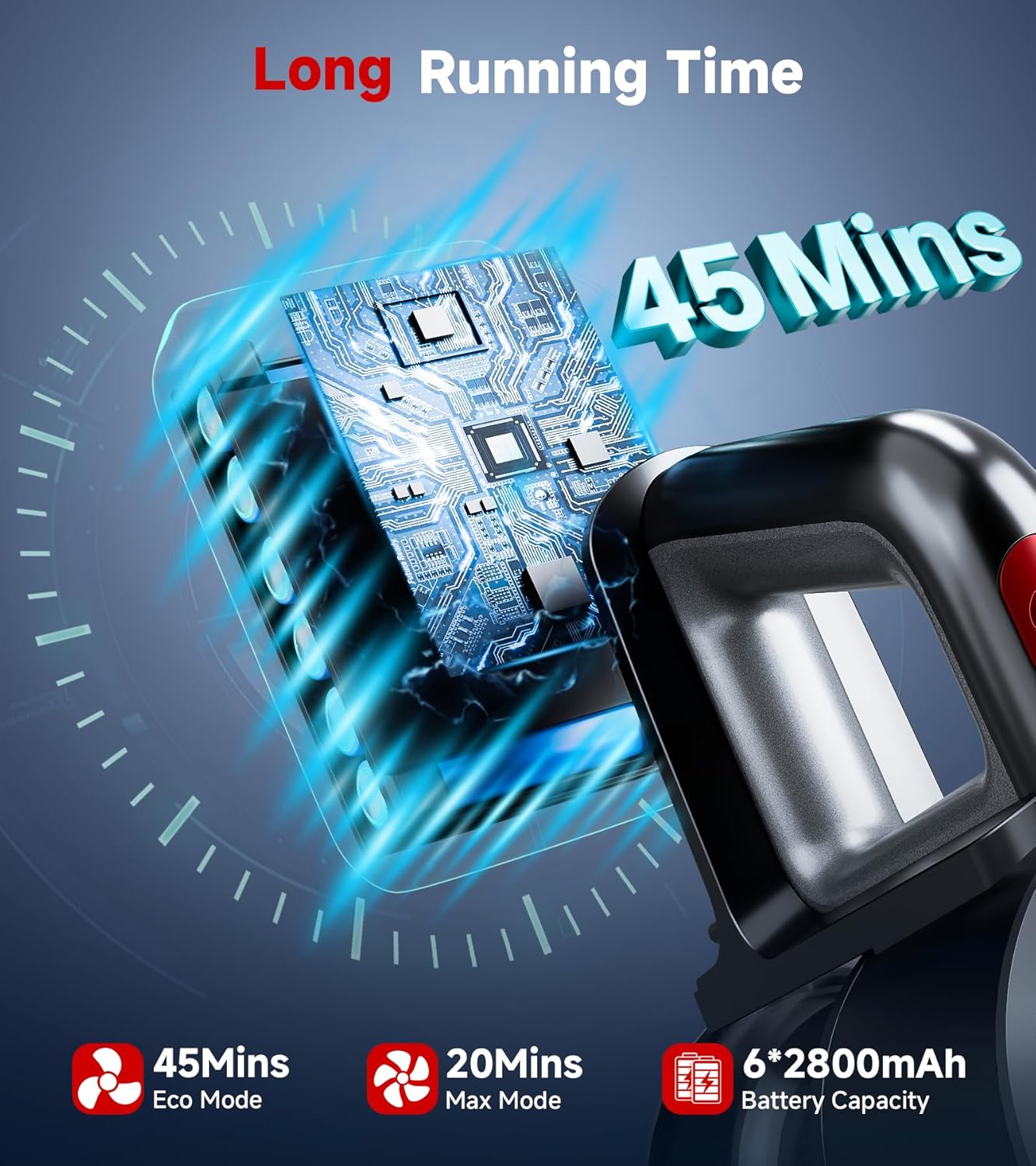 Cordless Vacuum Cleaner, 500W/40Kpa Stick Vacuum with 45Mins Runtime, Self-Standing Vacuum Cleaners for Home, Anti-Tangle, 1.5L Dust Cup, Rechargeable Vacuum for Hardwood Floor Carpet Pet Hair