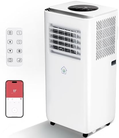 2025 Upgraded Portable Air Conditioner,8,000 BTU Portable AC Unit with Built-in Cool, 3-in-1 Cooling Fan & Dehumidifier for Rooms up to 350 Sq. Ft.,Smart APP and Remote Control,2 Speed,24H Timer