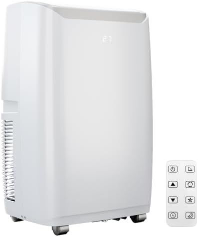 Portable Air Conditioners, 14000 BTU AC Unit for Rooms Up to 750 Sq.Ft. 3-In-1 Portable AC with Fast Cooling, Dehumidifier & Three Speed Fan, 24H Timer/Remote Control/Quiet for Bedroom, White Top