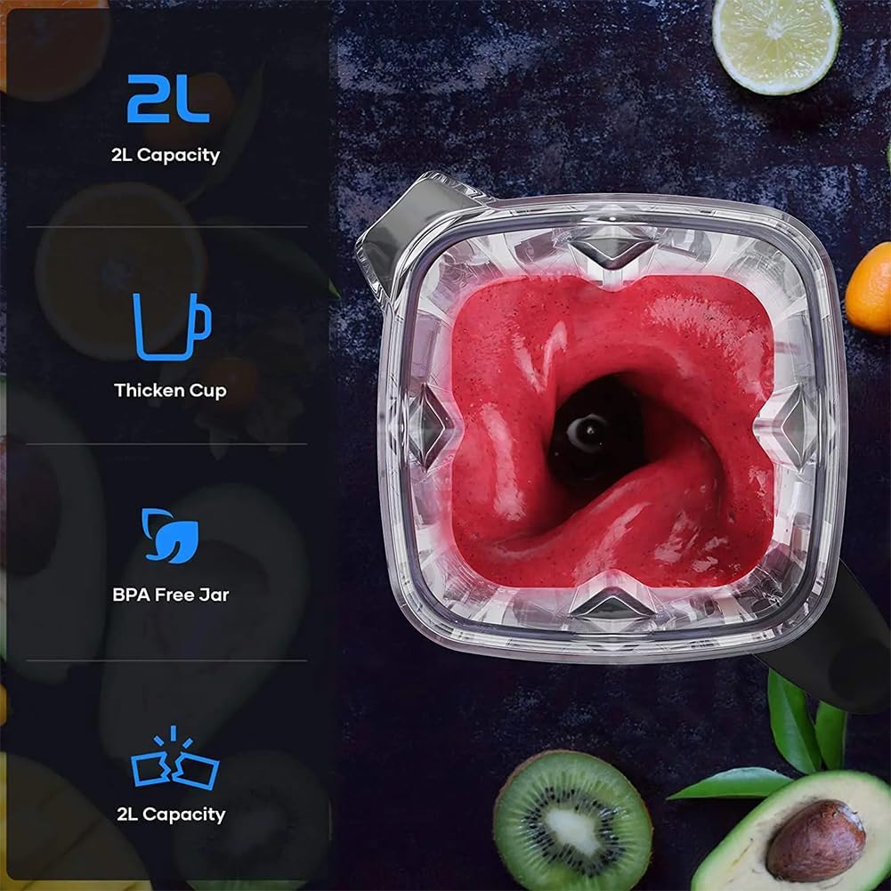 Professional Countertop Blender, 2200W High Speed Smoothie Blender, Home and Commercial Blender with Timer, 68 Oz Large Capacity, for Shakes, Smoothies, Ice Crushing, Fruits, Fresh Juice, Soup