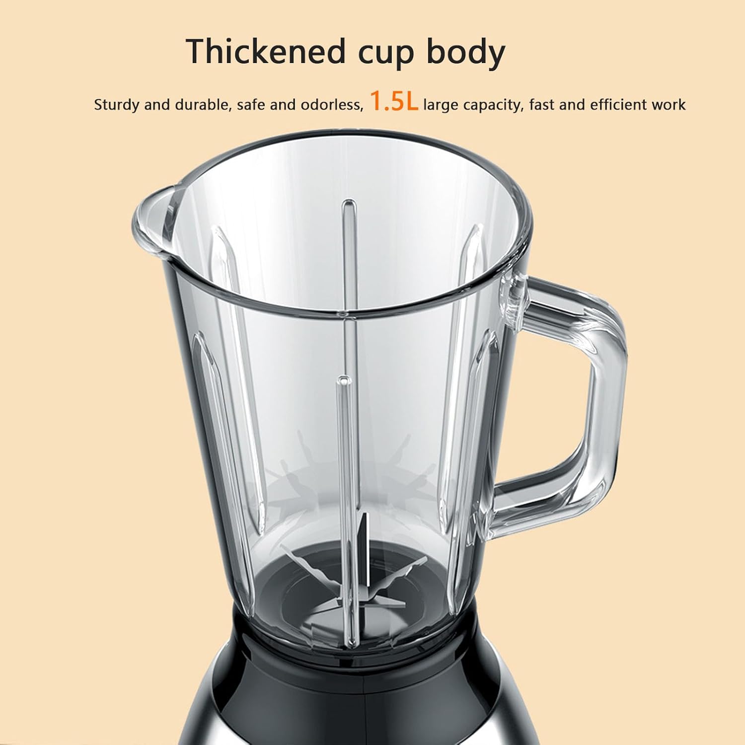 Countertop Blender, 850W Blenders for Kitchen, 48 Oz Glass Jar, 5 Speeds and Pulse, for Shakes and Smoothies, Frozen Drinks, Silver