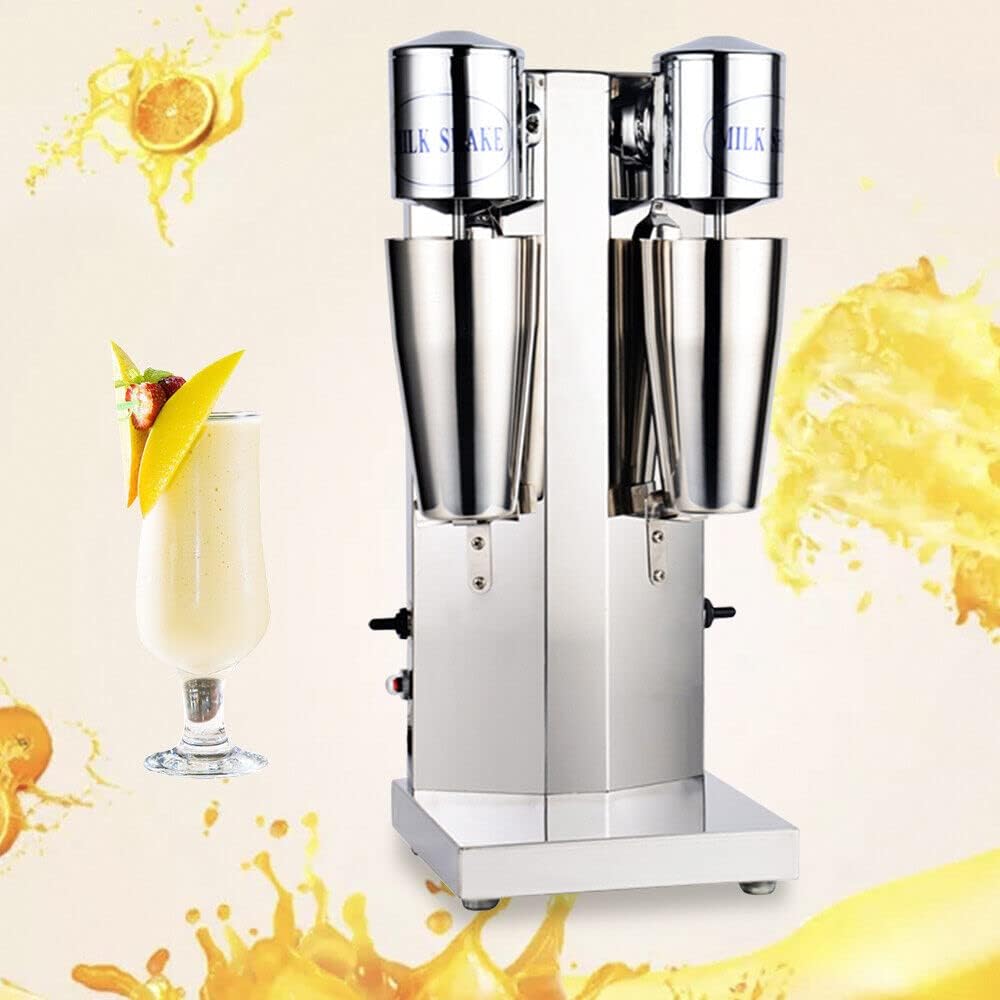 Professional Commercial Blender, Stainless Steel Milk Shake Machine, Double-head Drink Mixer, 110V Food Processing Blender, Milkshake Blender, Self-Cleaning Professional Blender