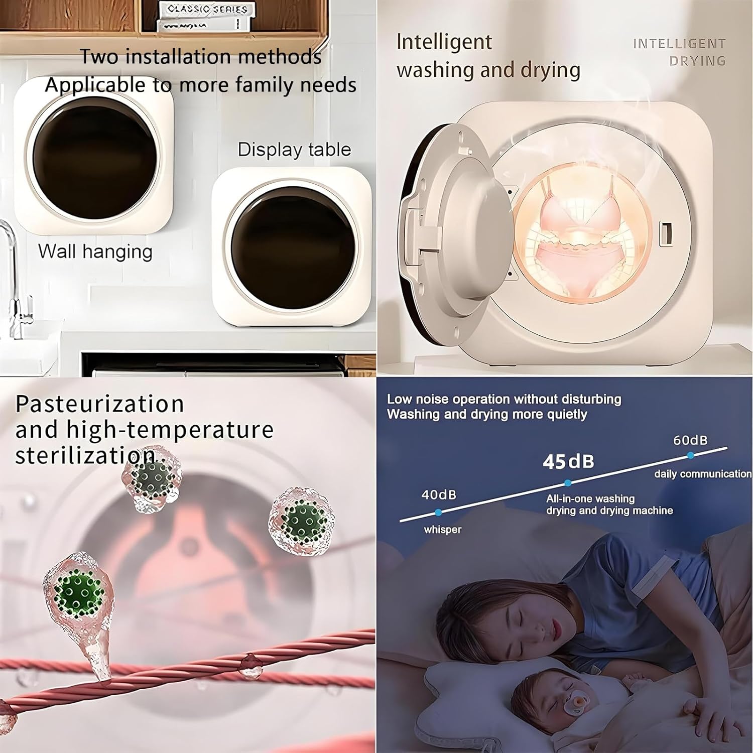 BANGBANGJI 2-in-1 Mini Portable Washer and Dryer Combo, 3.5L Compact Dryer, with LCD Control Panel, Washing Capacity 0.3kg for Small Items of Clothing, Underwear, and Socks Desktop