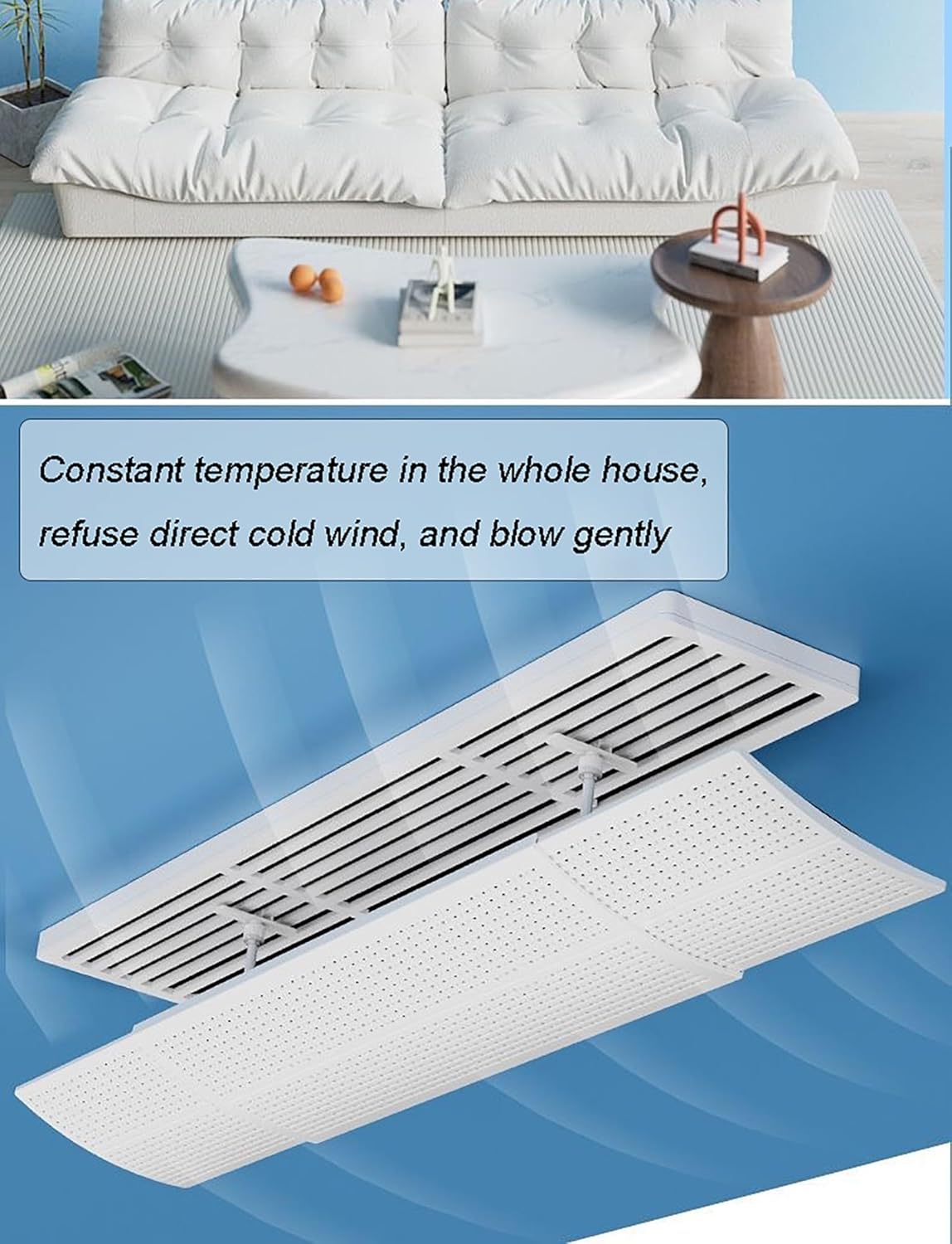 Central Air Conditioner Outlet Prevent Direct Blowing Deflector, Air Conditioner Deflector, Cold Air Grille Baffle for Home, Office, Warehouse