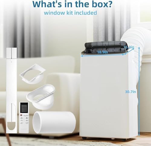 Portable Air Conditioner, 14000 BTU Air Conditioner Cool Up to 750 Sq.Ft, 3-in-1 AC Unit, Dehumidifier, Fan, Window Installation Kit & Remote Control,LED Display,24Hrs Timer for Home, Office
