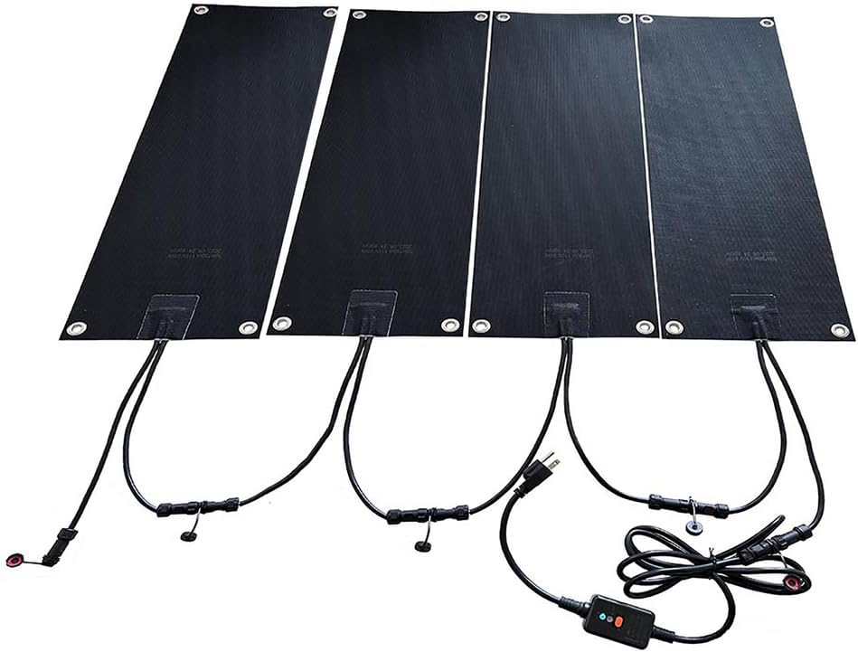 Outdoor Heated Snow Melting Mats for Winter Entrances Stairs, Electric Ice Melting Mats for Winter Snow Removal, Non-Slip Rubber Snow Melting Walkway Mat,2 in/h Speed Melting Speed,10x48'',4 Pc