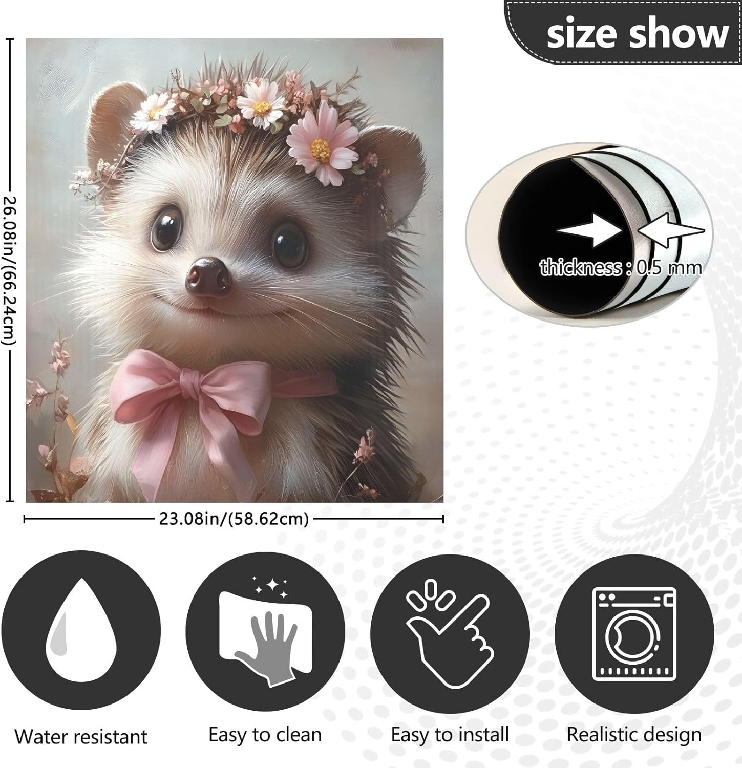Dishwasher Magnet Cover Large Magnetic Stickers Hedgehog Flower Front Dishwasher Cover Reusable Decal for Home Kitchen Anti-Scratch Refrigerator Decorative Lid Washing Machine Laundry 23