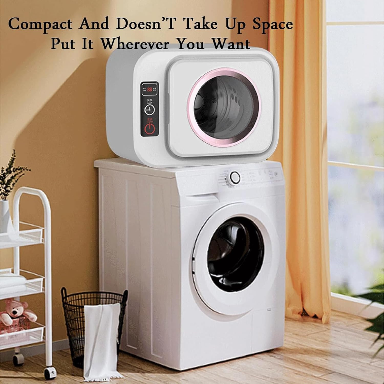 McbeAn Small Tumble Dryer, Mini Electric Clothes Dryer, Quick Drying in 30 Minutes, 3 Gear Adjustment, Dry Clothes Capacity 1kg, 3D Drying, with Stainless Steel Tub, for Apartment, Home, Dorm