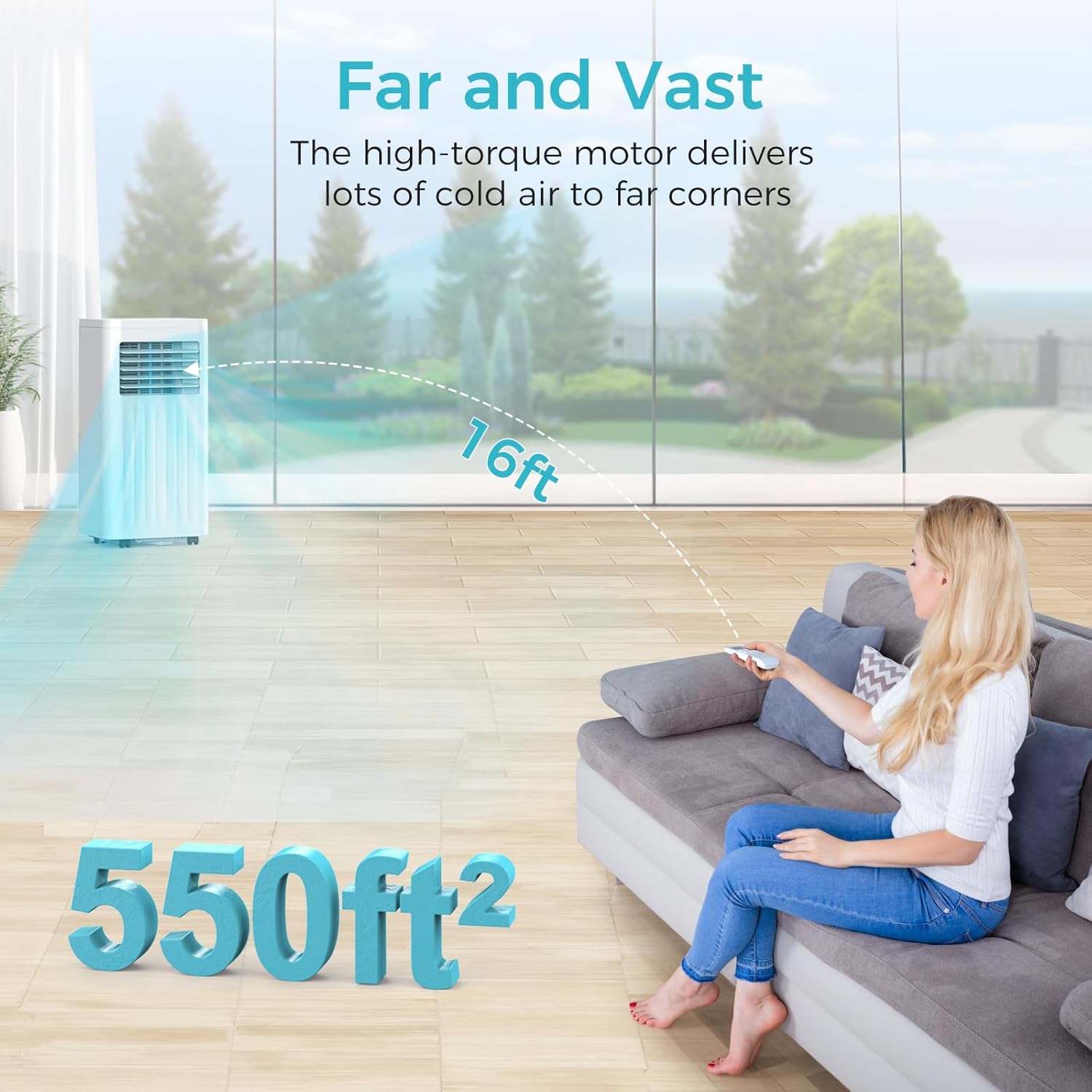 COWSAR Portable Air Conditioners, 10000 BTU Portable AC Unit with Dehumidifier & Fan, 24H On/Off Timer, Up to 450 Sq.Ft, Quiet Air Conditioner Portable for Room, Window Mount Kit & Remote Control