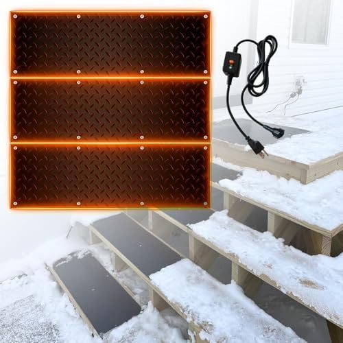Heated Snow Melting Mats - Outdoor Rubber Ice Melting Pads for Doorways, Stairs, Driveway, Decks, Courtyard Path, 1 Pcs-10x48in
