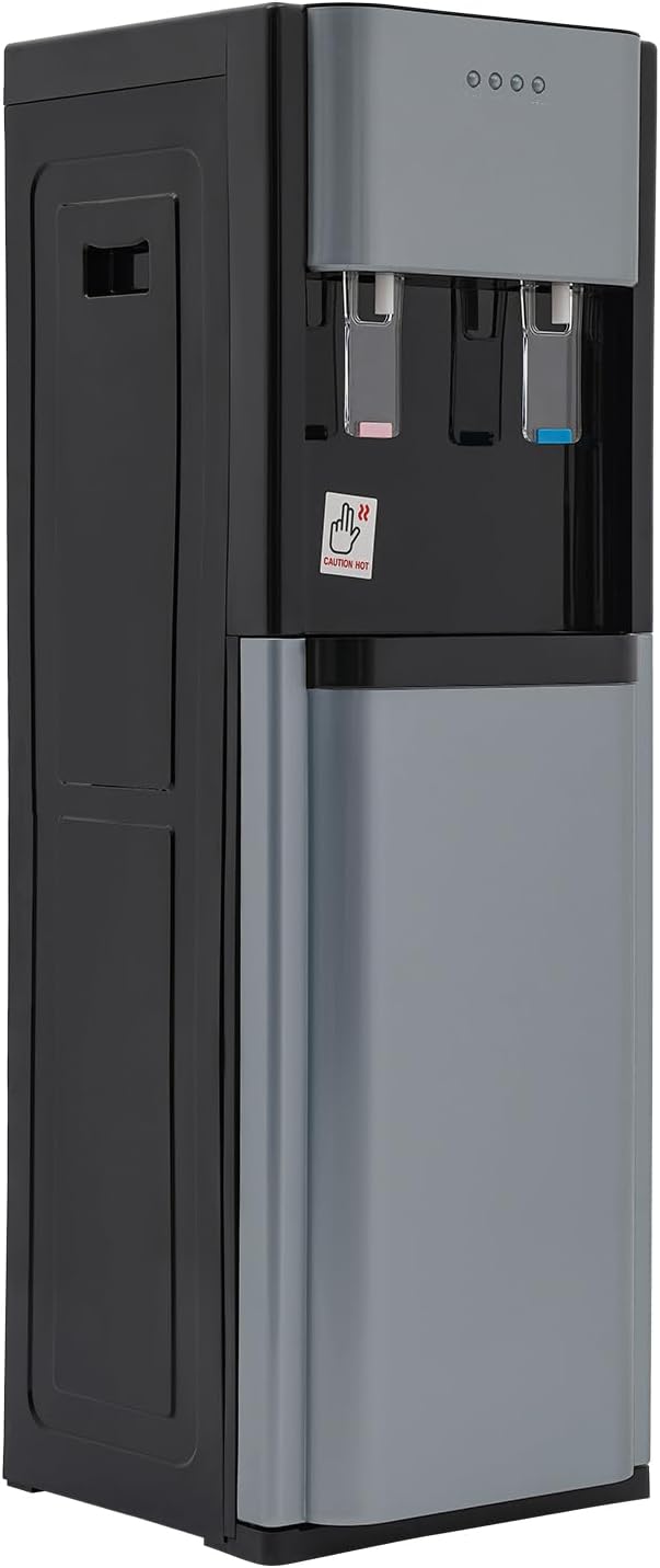 Bottom Loading Water Dispenser for 5 Gallon Bottle, Stainless Steel Portable Water Cooler Dispenser with LED Light - Hot and Cold Water, Anti-Rust Coating for Home, Office, Living Room, Dark Gray