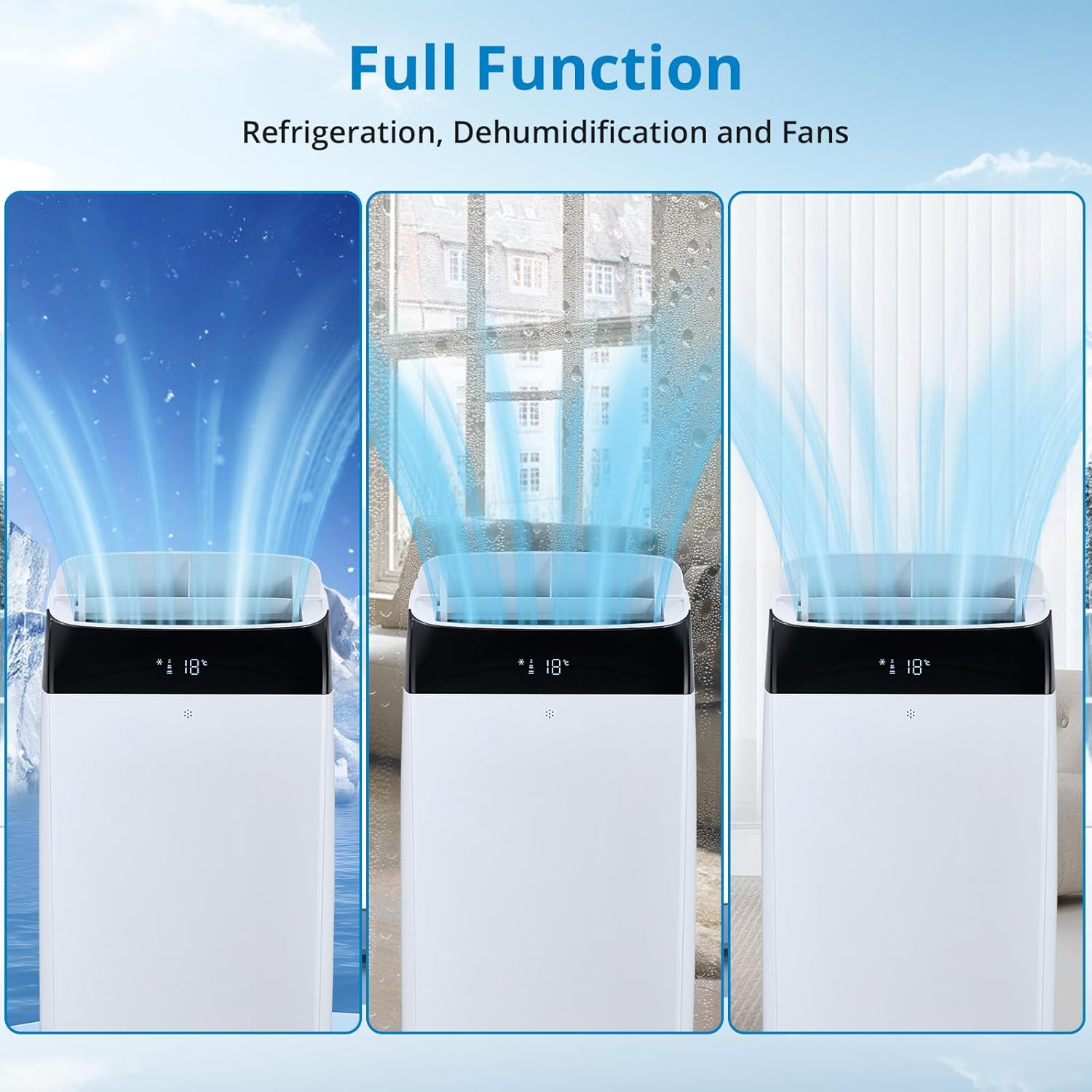 14000BTU Portable Air Conditioner, Takywep 3 in 1 Fast Cooling, Dehumidifier & Fan Modes Portable Air Conditioner, Auto Swing, with Sleep Mode for Home Up To 700 Sq.FT