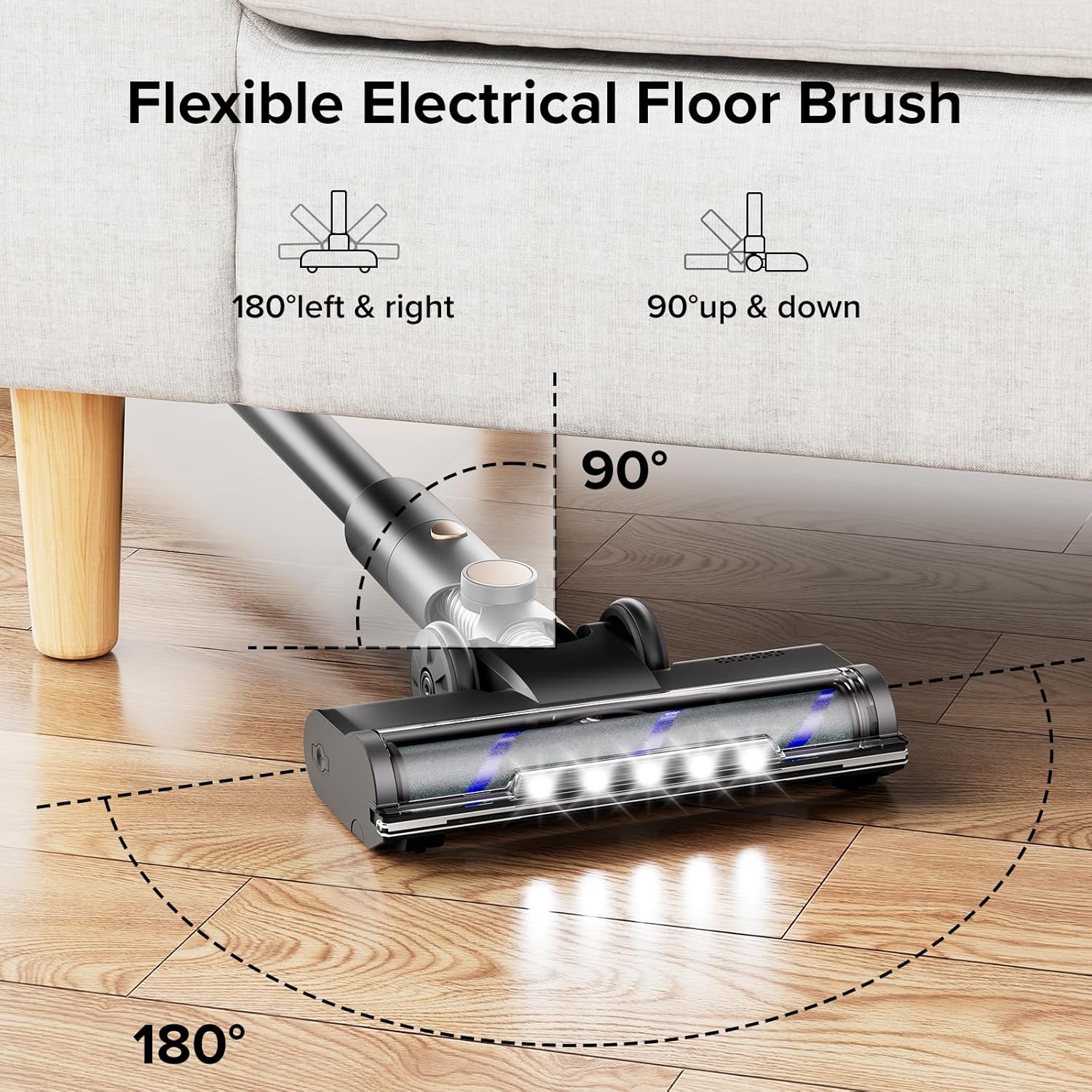 Cordless Vacuum Cleaner, Handheld Lightweight Stick Vacuum with LED Control Panel, 2 Cleaning Modes, Powerful Suction, Rechargeable Cordless Vacuum for Hardwood Floor, Tile, Carpet, Pet Hair