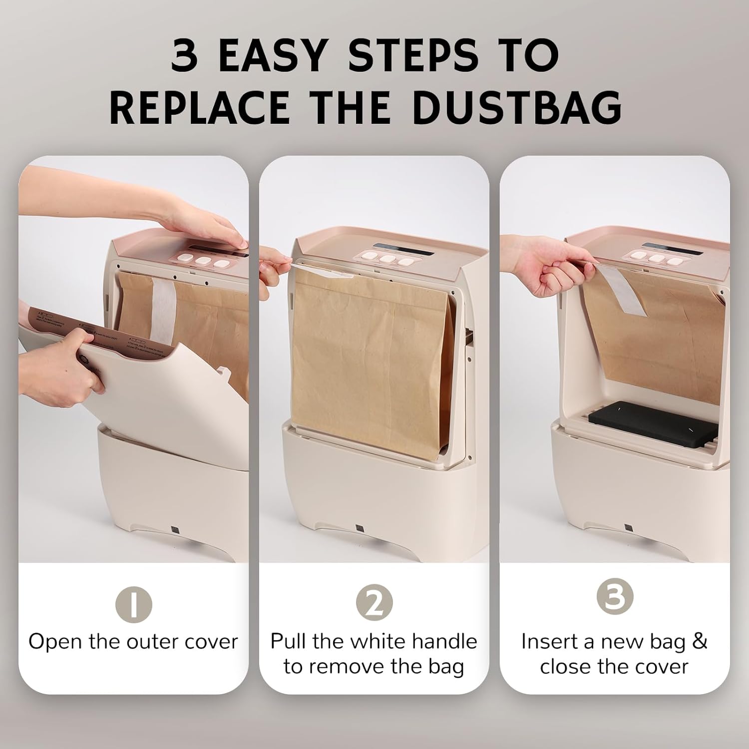 AIRTHEREAL T1 Plus Touchless Vacuum Automatic Dustpan with 6-Pack Disposable 4.7L Dust Bags, 3 Suction Modes, HEPA Filter, Ideal for Pet Owners, 20Kpa 1500 Watt Powerful Suction for Kitchen, Salon