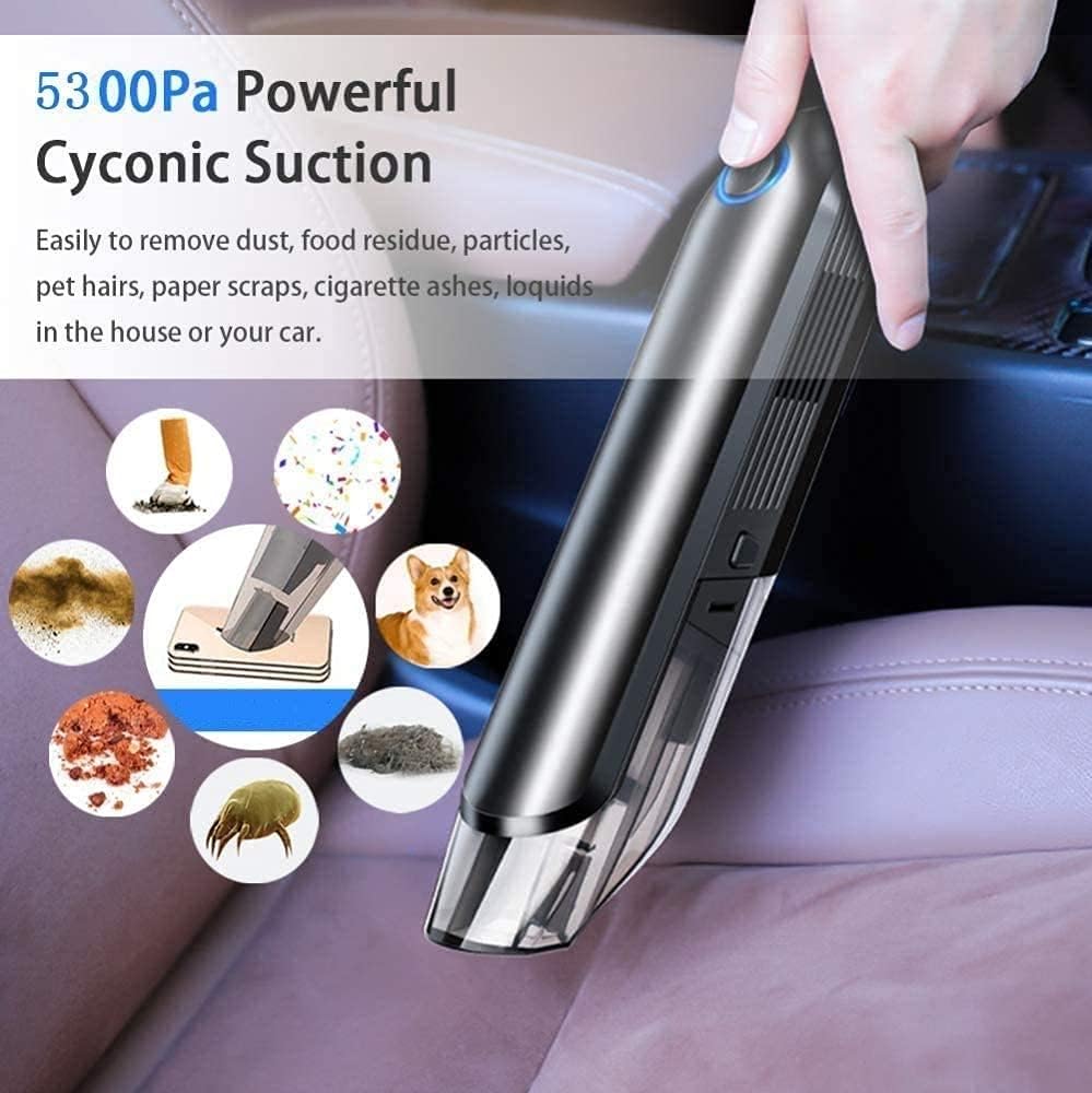 Handheld Vacuum, Portable Cordless Handheld Vacuum Cleaner, 8000Pa Strong Suction, USB Charging, Wet Dry Car Vacuum Cleaner for Pet Hair, Home and Car Cleaning (Black)
