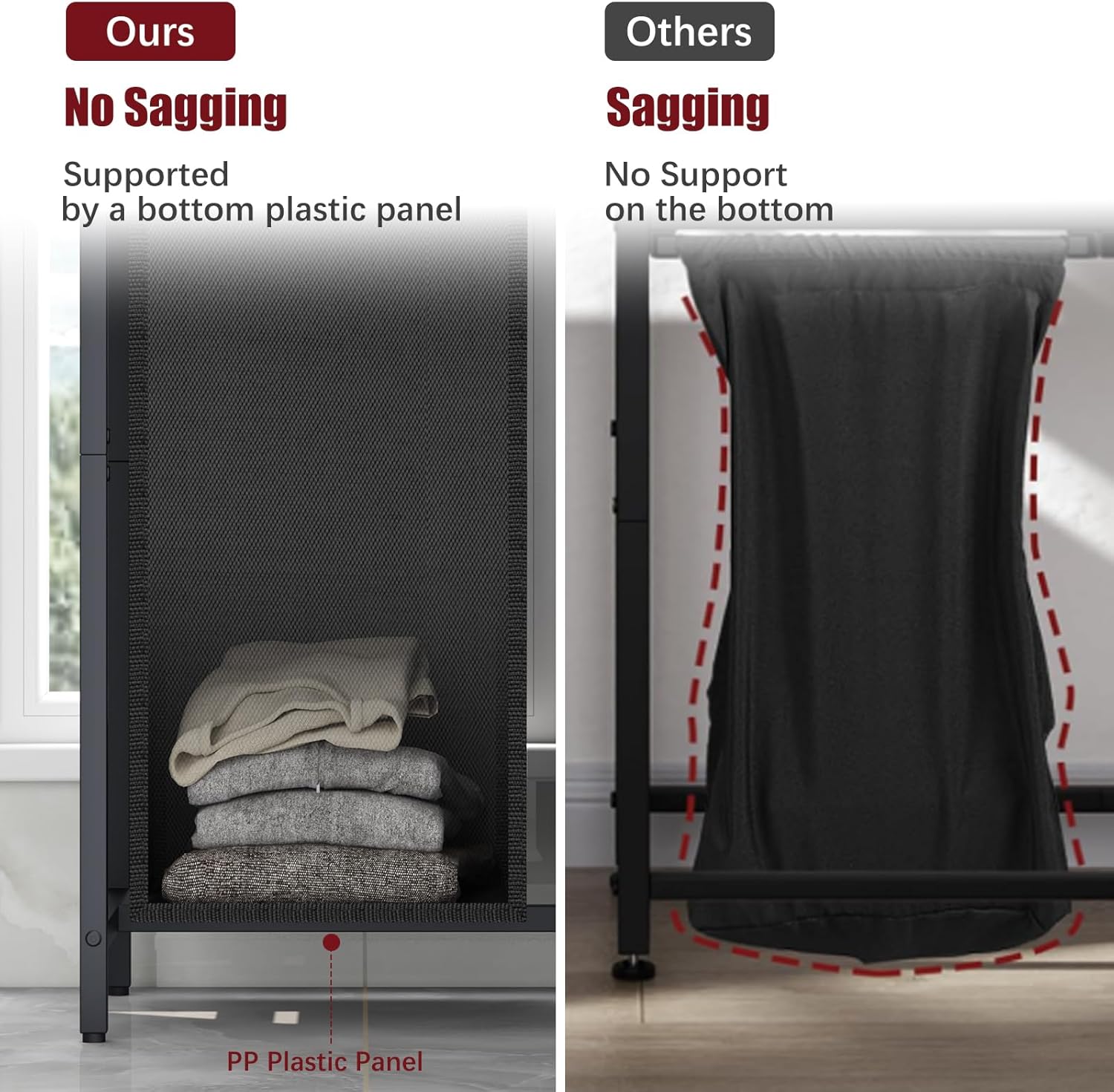 Laundry Hamper, double Laundry Basket, Laundry Sorter with Top Shelf & 2 Removable Washable Bags & Side Pockets for Laundry Room organization, Bathroom and Dorm, Rustic Brown and Black