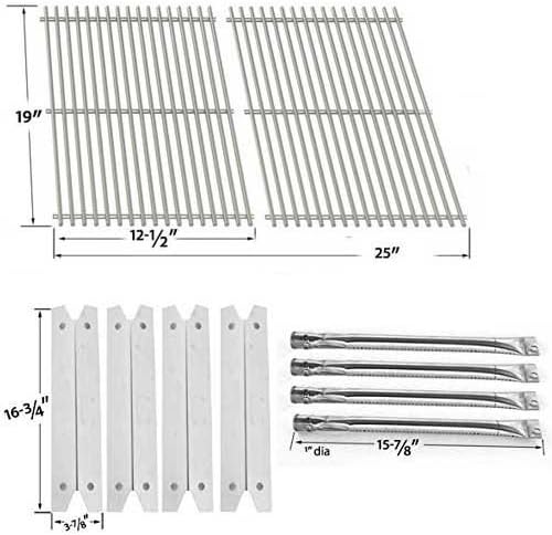 Grill Parts Zone Charmglow 810-7400-S Replacement Kit - 4 Stainless Steel Burners, 4 Stainless Heat Plates and Stainless Grates