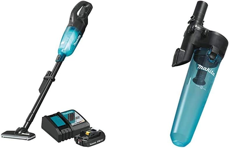 Makita XLC03R1BX4 18V LXT Lithium-Ion Compact Brushless Cordless Vacuum Kit, Trigger w/Lock (2.0Ah) and 191D72-1 Black Cyclonic Vacuum Attachment w/Lock
