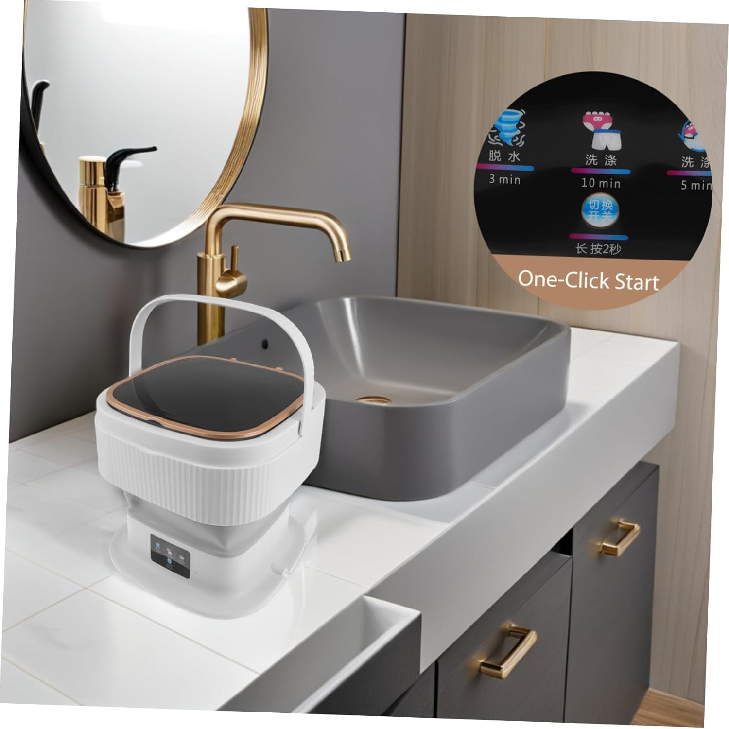 Generic Portable Washing Machine Mini Washer for Clothes Socks Underclothes Space-saving Design for Apartments Rvs and Travel