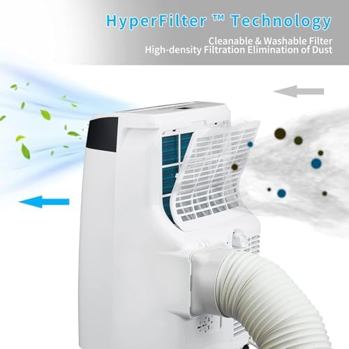 12,000 BTU Portable Air Conditioner for Cooling Up to 450 Sq. Ft, Multifunctional Floor AC Unit With Dehumidifier, Fan, Auto and Sleep Modes, Remote Control, 24-Hour Timer