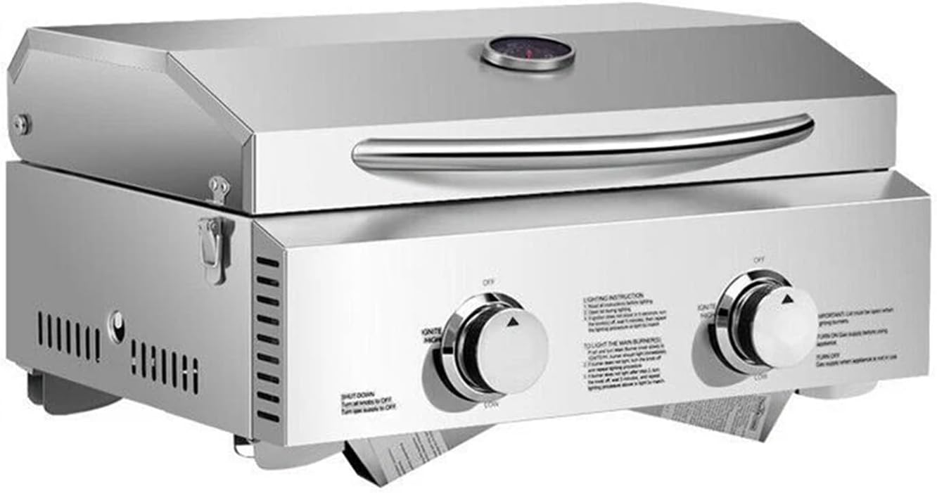 New 2 Burner Portable Stainless Steel BBQ Table Top Propane Gas Grill Outdoor Camp 22” x 18” x 15”