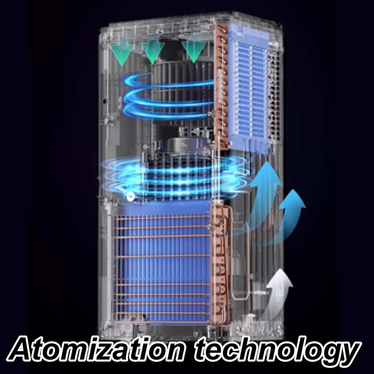 No Vent Portable Air Conditioner 2 Wind Speeds Room Ac Unit with 360° Universal Wheels and Remote Control 24H Timer, Bedroom, Office, Apartments 220V(33 * 38 * 68cm)