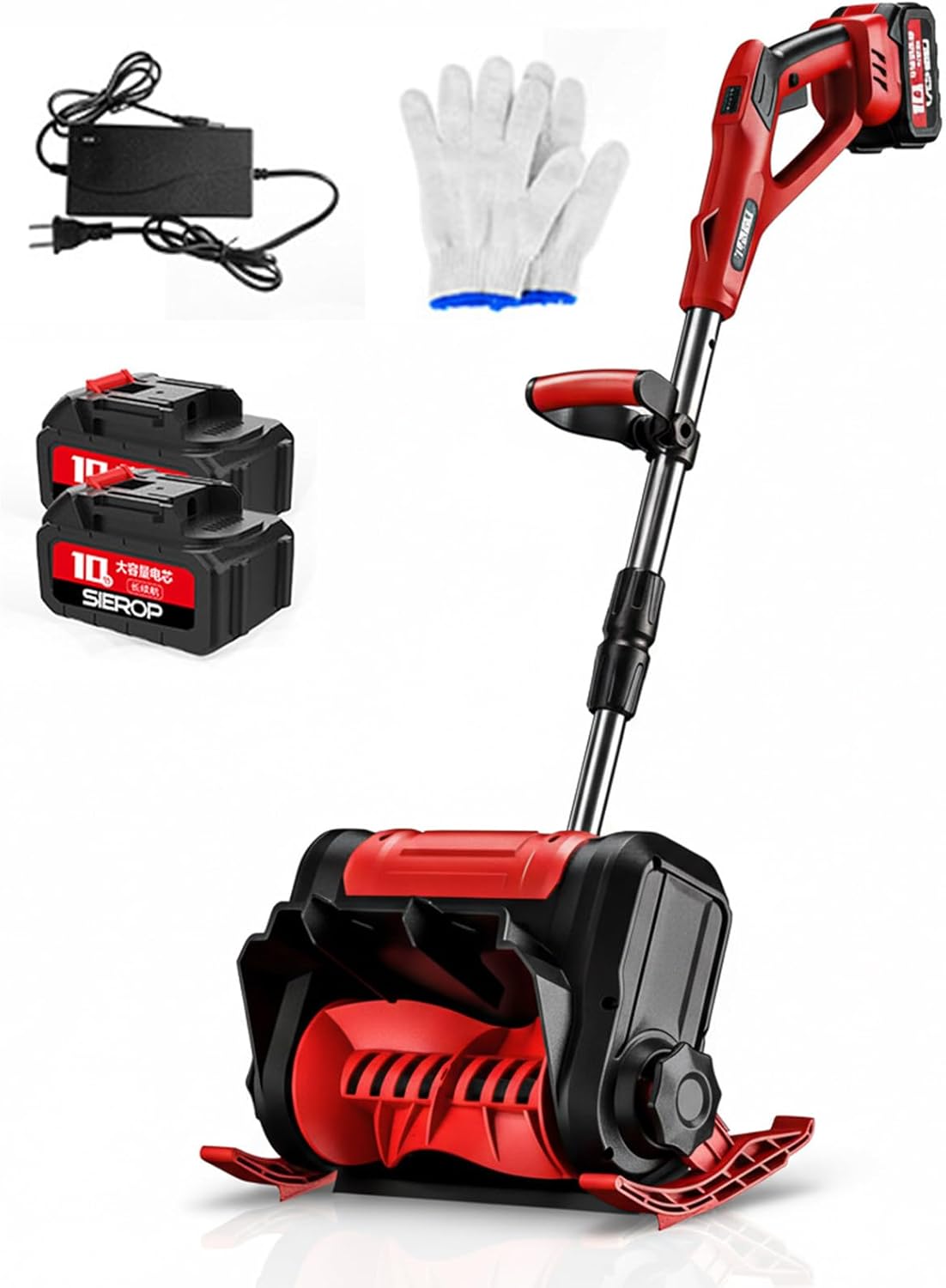 Cordless Snow Blower, Brushless Snow Shovel Compatible with 21v Battery, 12in. Clear Width, 7in. Clear Depth, 26ft. Throw Distance, Heavy-Duty, Cordless (Red)